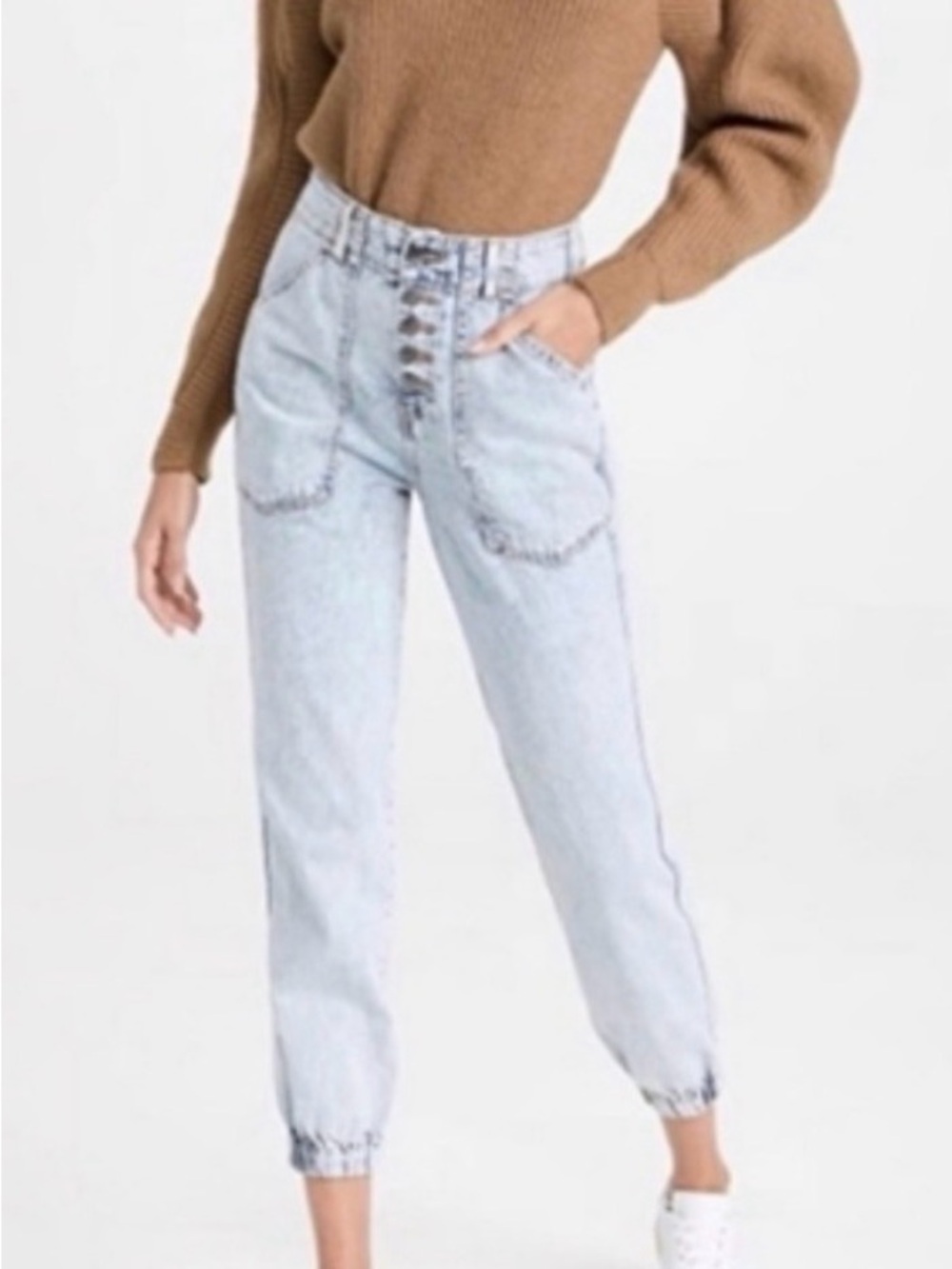 Veronica Beard Light Blue Button-Front Boyfriend Jeans